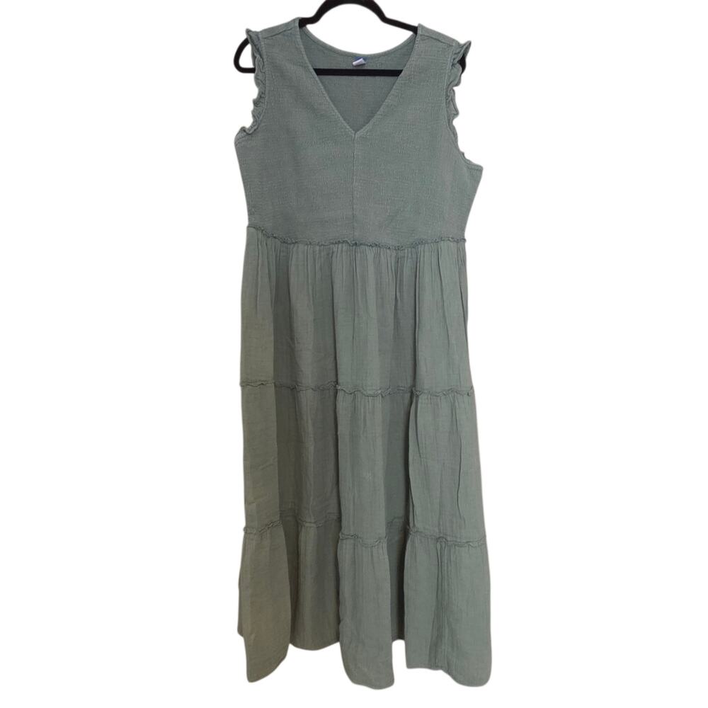 Old Navy Fit & Flare Maxi Dress, Cap Sleeves, Tiered, Smocked Top sz 2X Textured